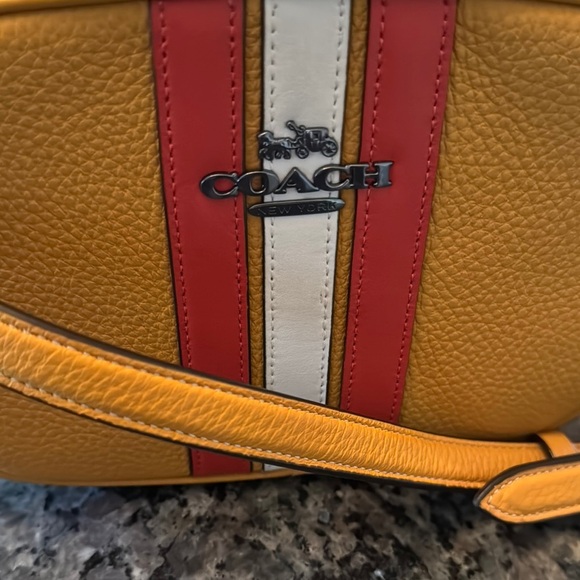 Coach Yellow and Red Crossbody Camera Bag with gunmetal accents EUC - Picture 8 of 17